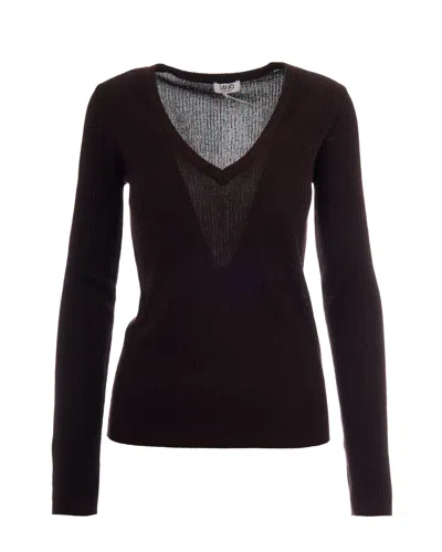Liu •jo Maglia Costine Lamè Mole Lux In Brown
