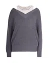 Liu •jo Maglione Con Ricami Gioiello Grigio In Gray