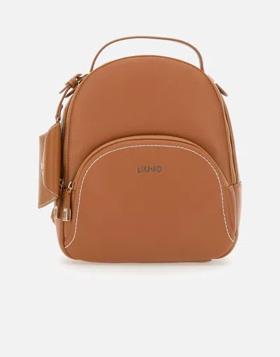 Liu •jo Liu Jo Mahn Leather Tumbled Backpack With Clutch In Brown