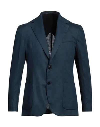 Liu •jo Man Man Blazer Navy Size 40 Linen In Navy Blue