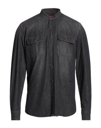 Liu •jo Man Man Denim Shirt Charcoal Size M Cotton In Gray