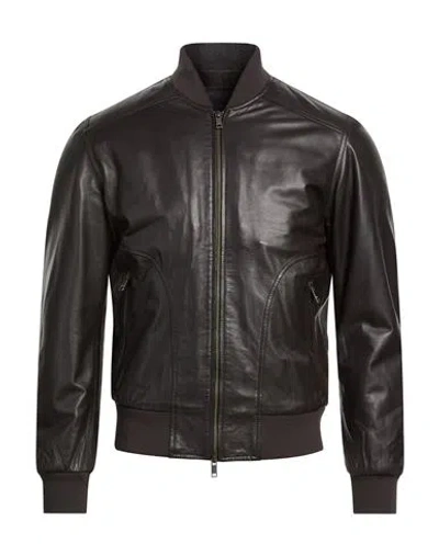 Liu •jo Man Man Jacket Dark Brown Size Xxl Leather In Black