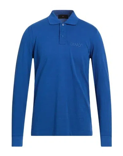 Liu •jo Man Man Polo Shirt Bright Blue Size M Cotton