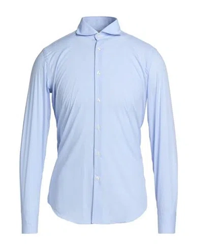 Liu •jo Man Man Shirt Azure Size 17 ¾ Cotton, Polyester In Blue