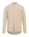 Liu •jo Man Man Shirt Beige Size 15 Lyocell, Linen, Cotton In Beige