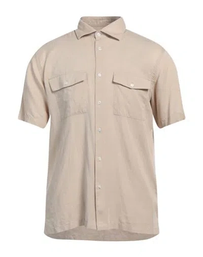 Liu •jo Man Man Shirt Beige Size 15 ½ Lyocell, Linen, Cotton