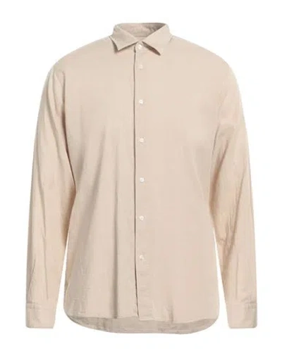 Liu •jo Man Man Shirt Beige Size 17 ½ Lyocell, Linen, Cotton