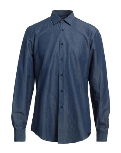Liu •jo Man Man Shirt Blue Size 16 Cotton, Linen