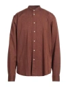 Liu •jo Man Man Shirt Brown Size 17 ½ Lyocell, Linen, Cotton In Brown