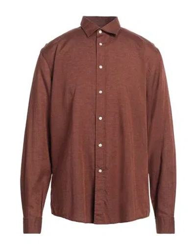 Liu •jo Man Man Shirt Brown Size 17 ½ Lyocell, Linen, Paper
