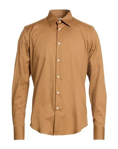 Liu •jo Man Man Shirt Camel Size 15 ¾ Cotton, Elastane In Brown