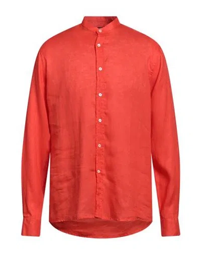 Liu •jo Man Man Shirt Coral Size 17 ½ Linen In Orange