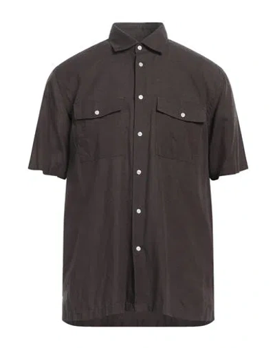 Liu •jo Man Man Shirt Dark Brown Size 16 Lyocell, Linen, Cotton