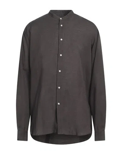 Liu •jo Man Man Shirt Dark Brown Size 17 ½ Linen In Brown