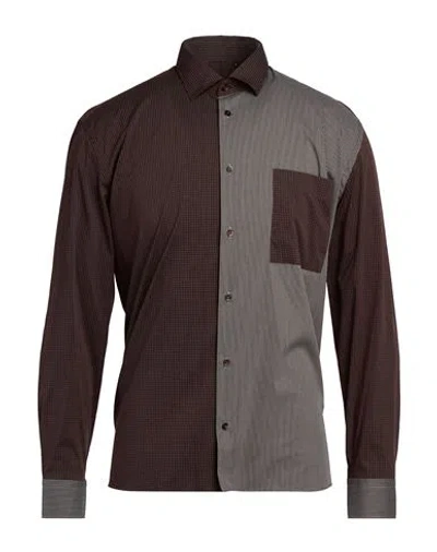 Liu •jo Man Man Shirt Dark Brown Size 3xl Cotton, Polyamide, Elastane
