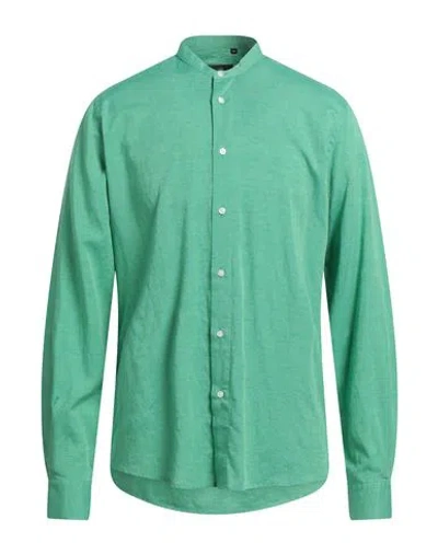 Liu •jo Man Man Shirt Green Size 17 ½ Lyocell, Linen, Cotton