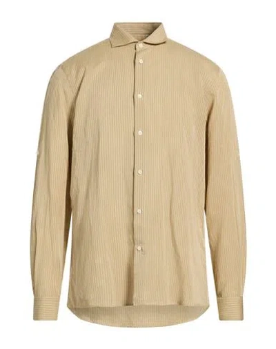 Liu •jo Man Man Shirt Khaki Size 15 ½ Lyocell, Linen, Cotton In Neutral