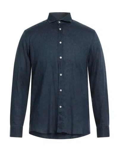 Liu •jo Man Man Shirt Midnight Blue Size 15 ½ Linen