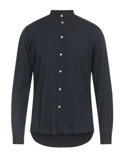 Liu •jo Man Man Shirt Midnight Blue Size 15 Lyocell, Linen, Cotton