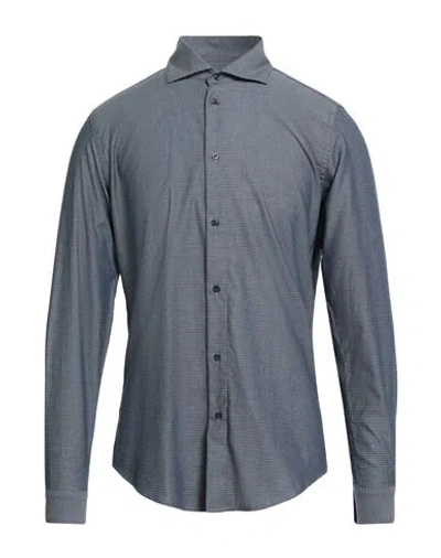 Liu •jo Man Man Shirt Midnight Blue Size 17 ½ Cotton In Gray