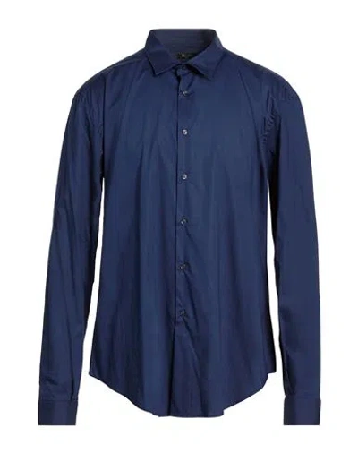 Liu •jo Man Man Shirt Midnight Blue Size 17 ¾ Cotton, Elastane
