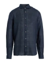 Liu •jo Man Man Shirt Midnight Blue Size 17 ½ Linen In Blue