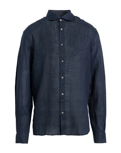 Liu •jo Man Man Shirt Midnight Blue Size 17 ½ Linen