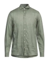Liu •jo Man Man Shirt Military Green Size 15 ½ Linen