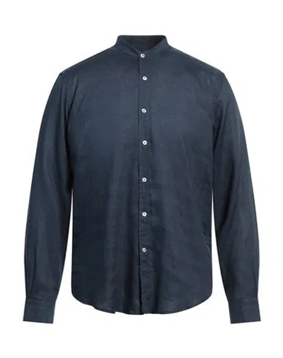 Liu •jo Man Man Shirt Navy Size 15 ½ Linen In Navy Blue