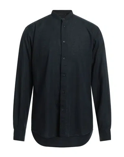 Liu •jo Man Man Shirt Navy Blue Size 15 ¾ Lyocell, Linen, Cotton