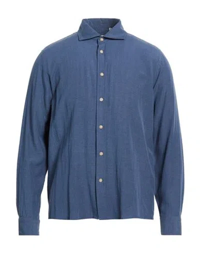 Liu •jo Man Man Shirt Navy Size 15 ¾ Tencel, Linen, Cotton In Blue