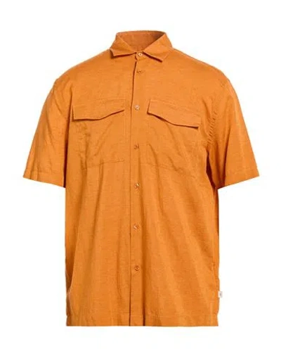 Liu •jo Man Man Shirt Orange Size M Lyocell, Linen, Cotton