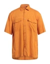 Liu •jo Man Man Shirt Orange Size Xl Tencel, Linen, Cotton