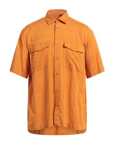 Liu •jo Man Man Shirt Orange Size Xl Tencel, Linen, Cotton