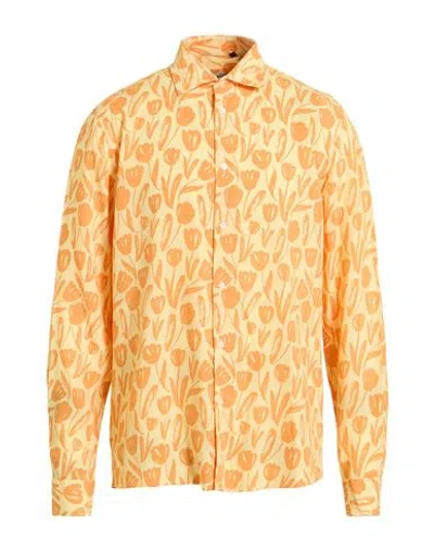 Liu •jo Man Man Shirt Pastel Yellow Size 15 ¾ Viscose In Orange