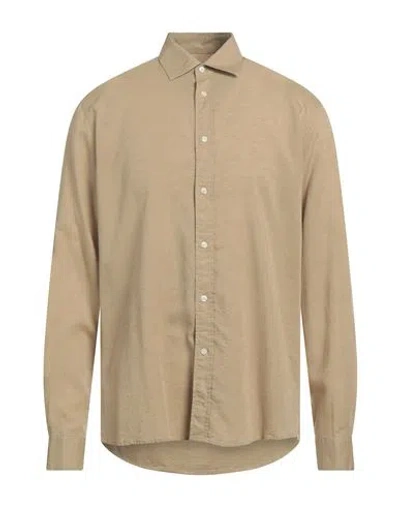 Liu •jo Man Man Shirt Sand Size 15 ¾ Lyocell, Linen, Paper In Beige