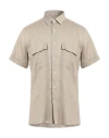 Liu •jo Man Man Shirt Beige Size 15 ¾ Lyocell, Linen, Cotton In Beige