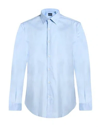 Liu •jo Man Man Shirt Sky Blue Size 16 Cotton, Elastane In Animal Print