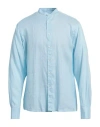 Liu •jo Man Man Shirt Sky Blue Size 15 ¾ Lyocell, Linen, Cotton