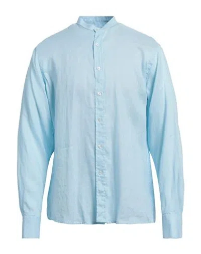 Liu •jo Man Man Shirt Sky Blue Size 15 ¾ Lyocell, Linen, Cotton