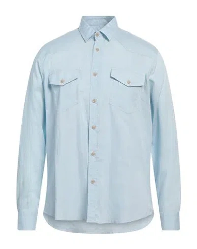 Liu •jo Man Man Shirt Sky Blue Size 3xl Lyocell, Linen, Cotton
