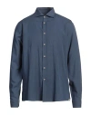 Liu •jo Man Man Shirt Slate Blue Size 16 ½ Lyocell, Linen, Cotton