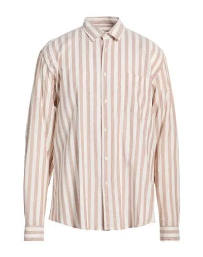 Liu •jo Man Man Shirt Taupe Size 17 ¾ Linen, Cotton In Neutral