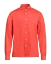 Liu •jo Man Man Shirt Tomato Red Size 15 ½ Linen