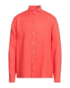 Liu •jo Man Man Shirt Tomato Red Size 17 ½ Linen In Tomato Red
