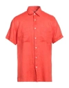 Liu •jo Man Man Shirt Tomato Red Size Xl Linen