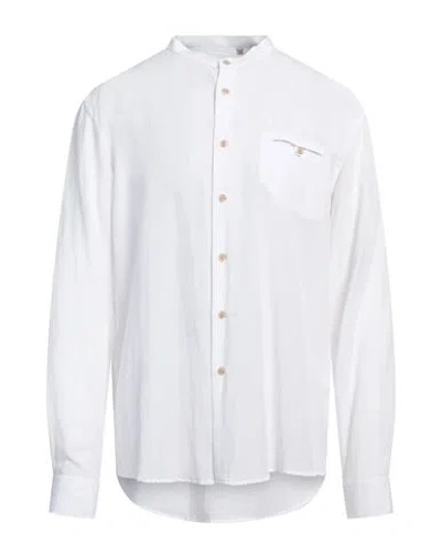 Liu •jo Man Man Shirt White Size 17 ½ Lyocell, Linen, Cotton In White