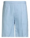 Liu •jo Man Man Shorts & Bermuda Shorts Light Blue Size 40 Linen In Blue