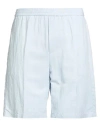 Liu •jo Man Man Shorts & Bermuda Shorts Sky Blue Size 34 Viscose, Linen In Multi