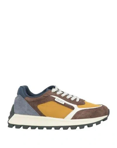 Liu •jo Man Man Sneakers Chocolate Brown Size 9 Leather, Textile Fibers